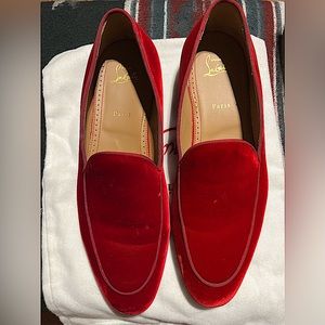 Red Velour Nilou Flat Christian Louboutin 675 OBO